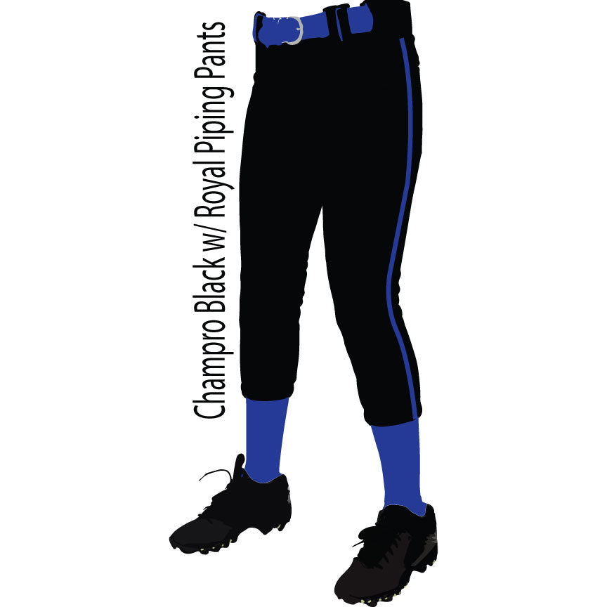 Black w/ Royal Blue Piping Pants