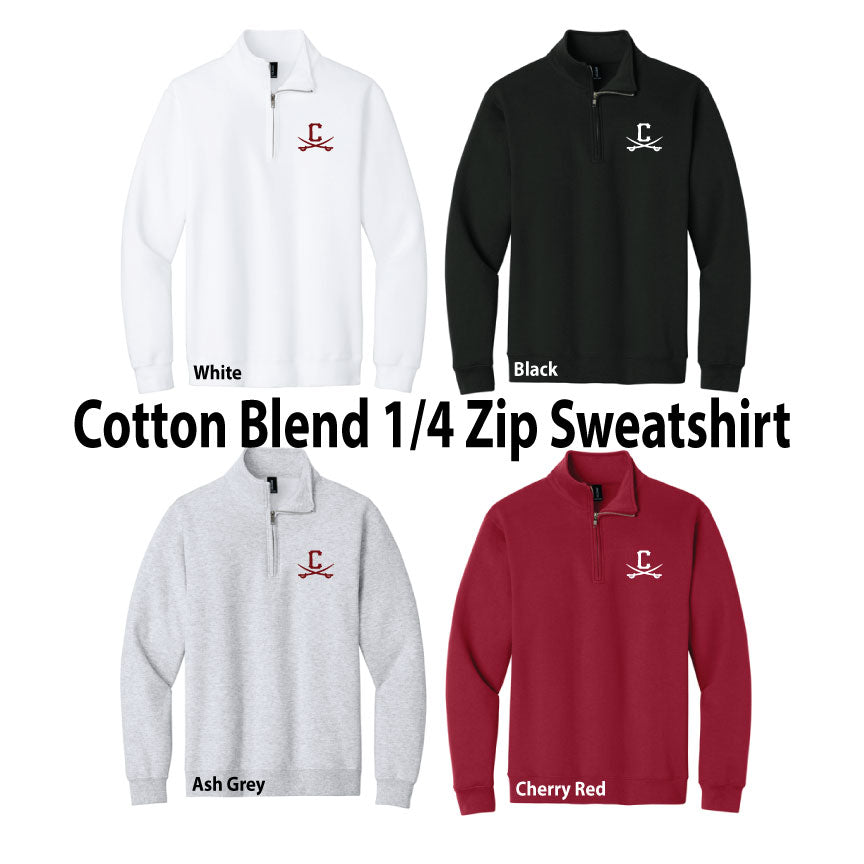 Cotton Blend 1/4 Zip Sweatshirt Pullover