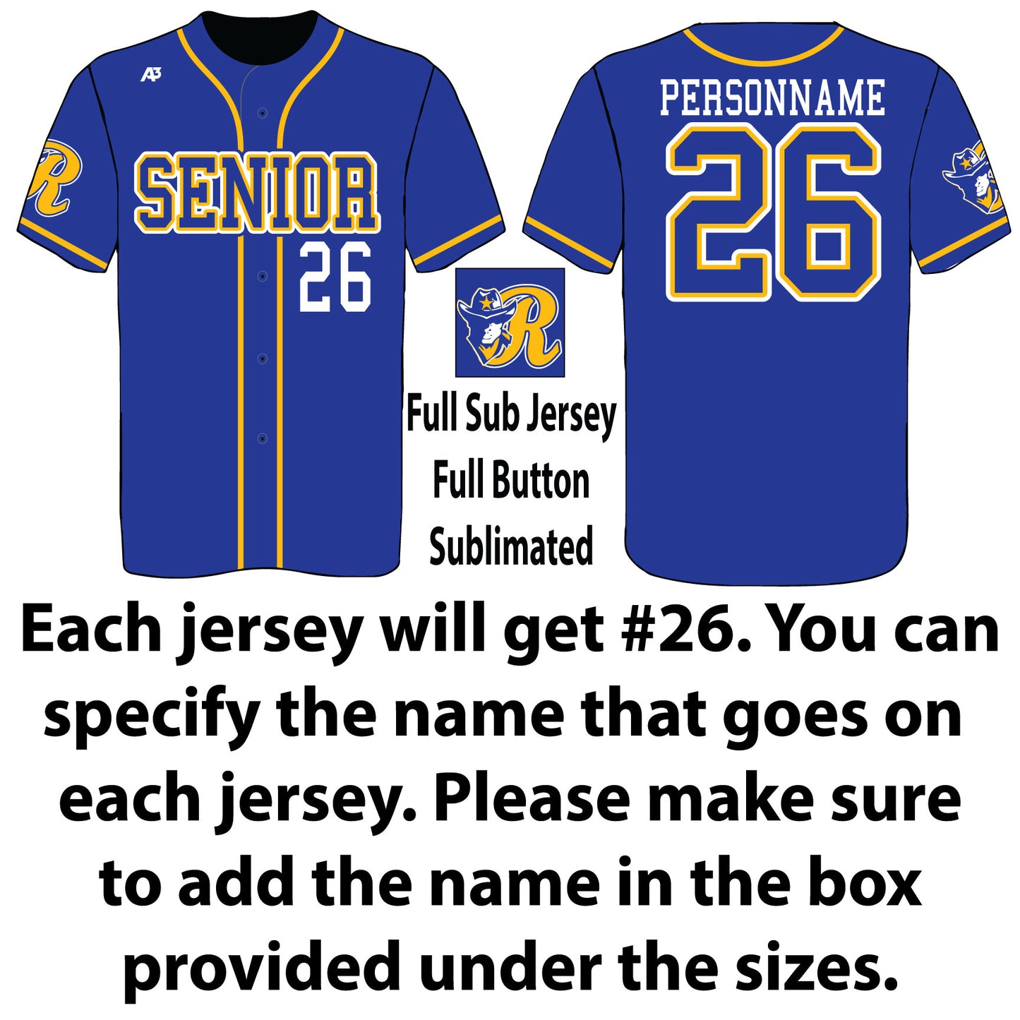 Baseball Button Up SENIOR Jersey