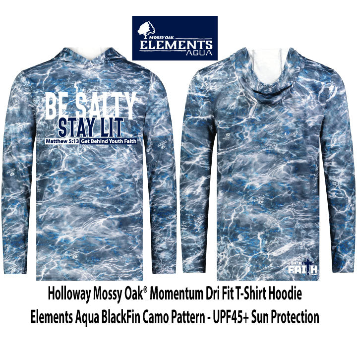 Mossy Oak Elements- Dri Fit TShirt Hoodie - BlackFin Camo