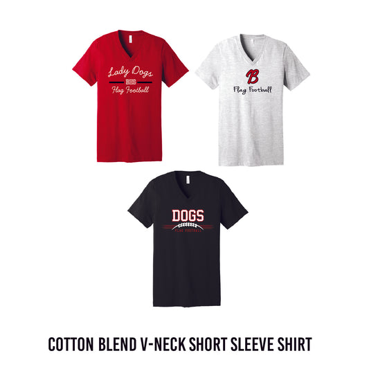 Cotton Blend V-Neck Short Sleeve Shirt