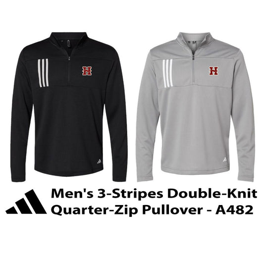Men's 3-Stripes Double-Knit Quarter-Zip Pullover - A482