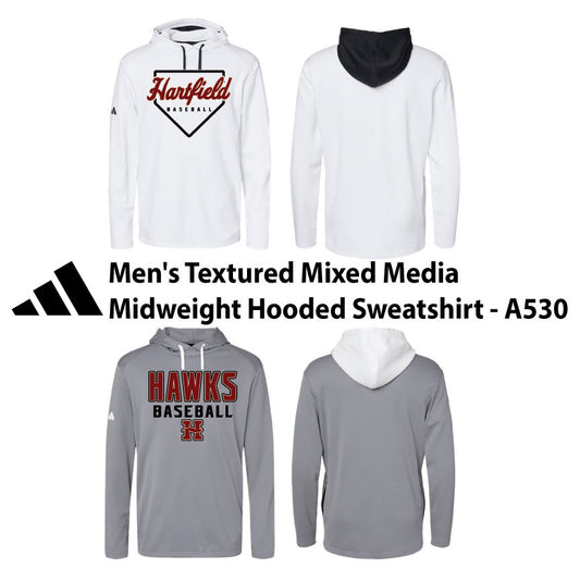 Men's Textured Mixed media Midweight Hooded Sweatshirt - A530