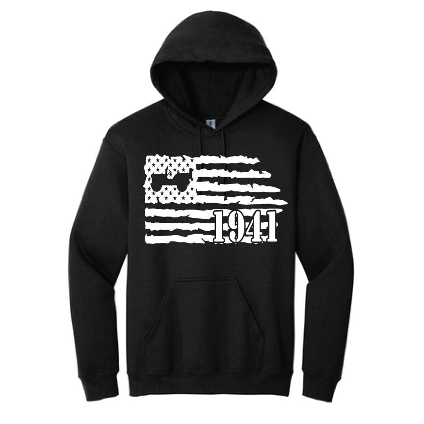 Black Hoodie - Distressed Flag Logo