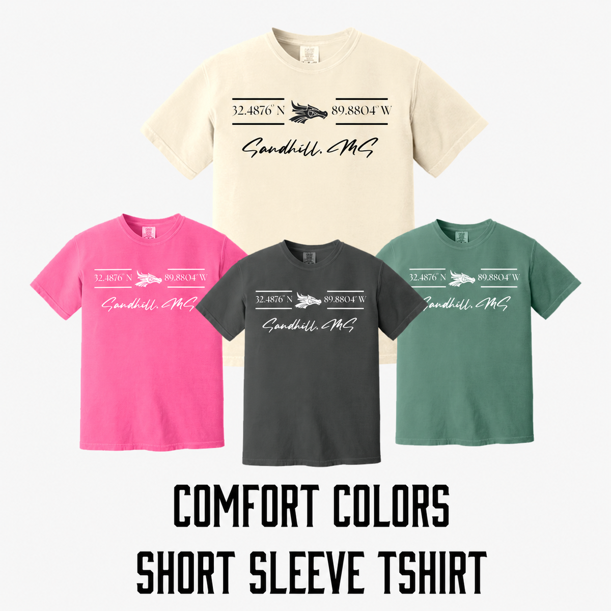Comfort Colors Short Sleeve TShirt - Sandhill Script/Coordinates