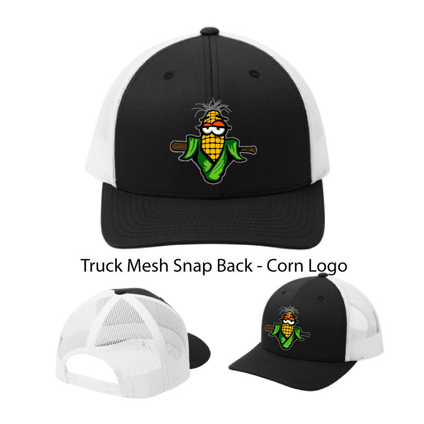 Cornfield Academy - Black/White - Snapback Trucker Mesh Hat