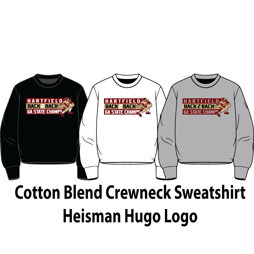 Cotton Blend Crewneck Sweatshirt - Heisman Hugo Logo