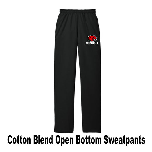 Cotton Blend Open Bottom Sweatpants