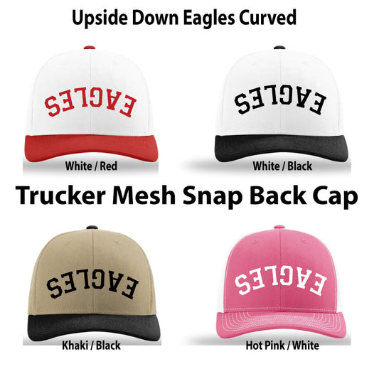 HAT- Trucker Mesh Snapback - Upside Down EAGLES Curved Logo