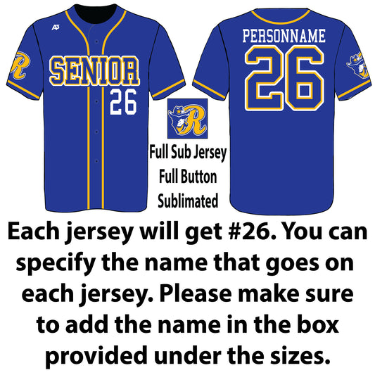 Baseball Button Up SENIOR Jersey