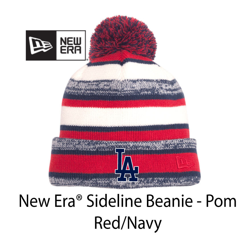 New Era - Striped Pom Beanie - Red/Navy