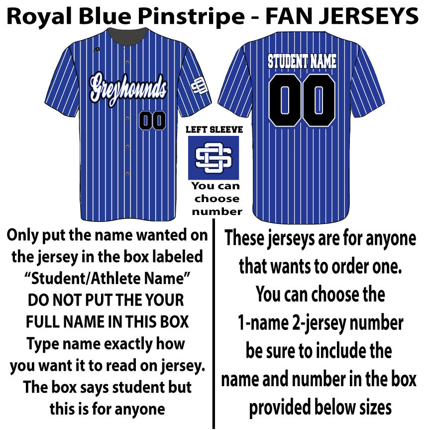 Royal Blue Pinstripe Jersey - Fan Jersey