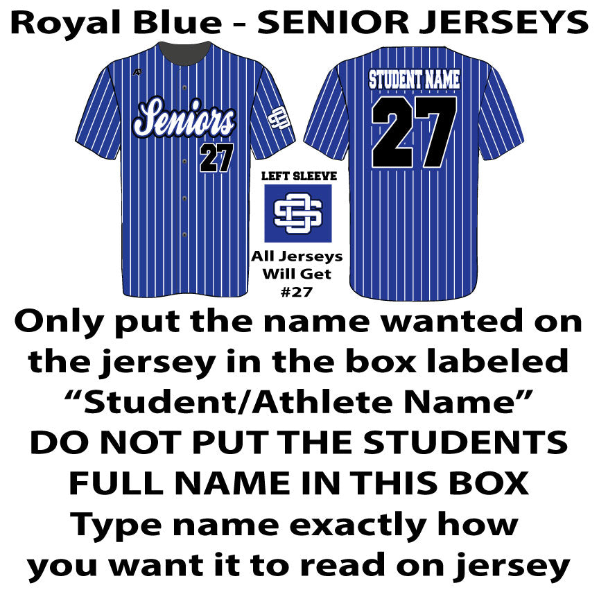 Royal Blue Pinstripe - Senior 27 Jersey