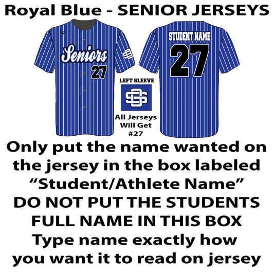 Royal Blue Pinstripe - Senior 27 Jersey