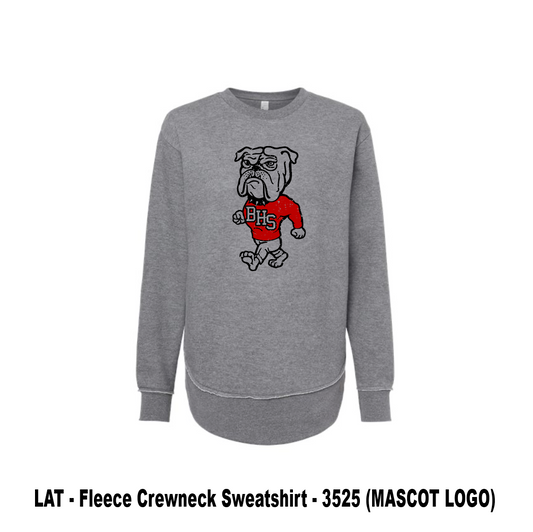 LAT - Fleece Crewneck Sweatshirt - 3525 (Bulldog Mascot)
