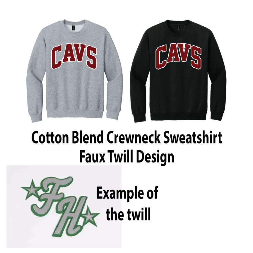Cotton Blend Crewneck Sweatshirt with Faux Twill Lettering